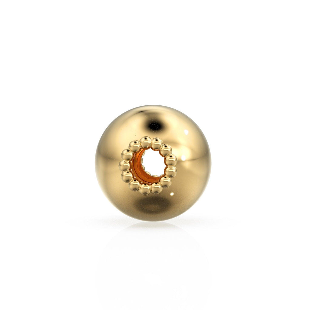 7.3mm 18k Solid Yellow Gold Fancy Daisy Granulation Sphere Spacer Finding Bead (1) - Jalvi & Co.