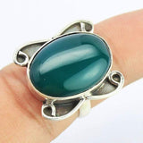 7.47g, Handmade Natural Green Onyx Oval Designer 925 Sterling Silver Ring, Green Onyx Ring