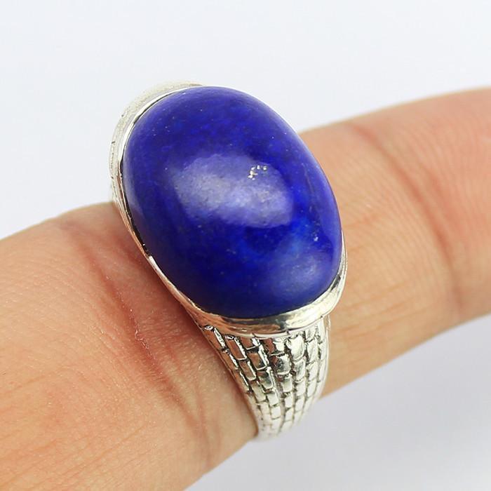 7.47g, Handmade Natural Lapis Lazuli Designer 925 Sterling Silver Ring, Lapis Ring - Jalvi & Co.