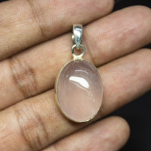 Load image into Gallery viewer, 7.4gm Natural Rose Quartz Oval Shape 925 Sterling Silver Bezel Pendant, Quartz Pendant - Jalvi &amp; Co.