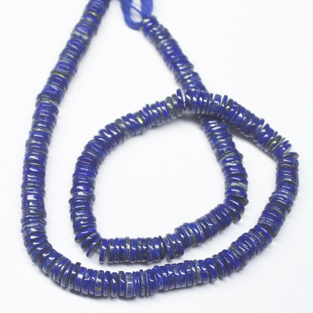 7.5" Full Strand, Lapis Lazuli Smooth Smooth Heishi Shape Gemstone Beads, Lapis Lazuli Beads, 7mm - Jalvi & Co.
