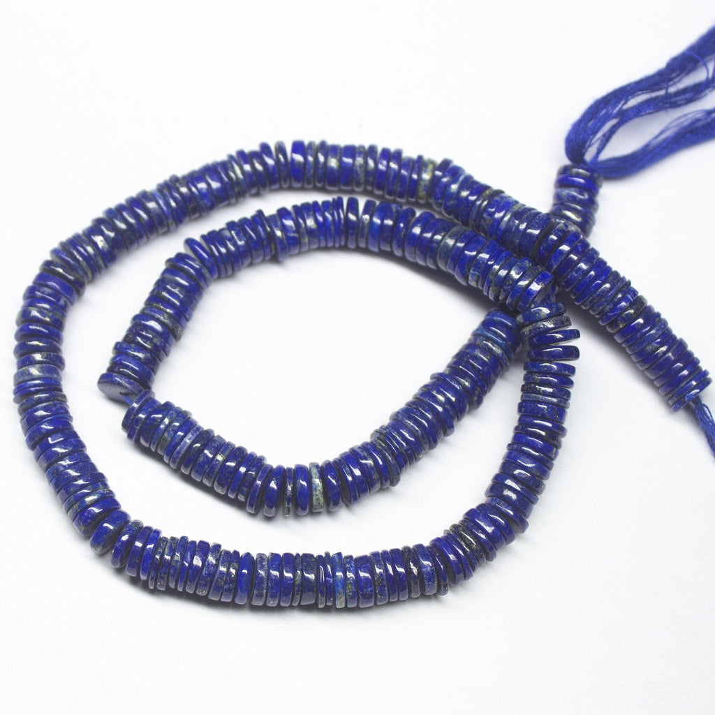 7.5" Full Strand, Lapis Lazuli Smooth Smooth Heishi Shape Gemstone Beads, Lapis Lazuli Beads, 7mm - Jalvi & Co.