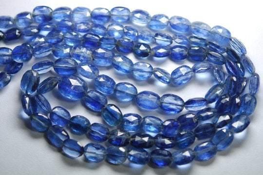 7.5 Inch Strand,Superb-Finest Quality Blue Kyanite Faceted Oval Nuggets , 10-6mm Size - Jalvi & Co.