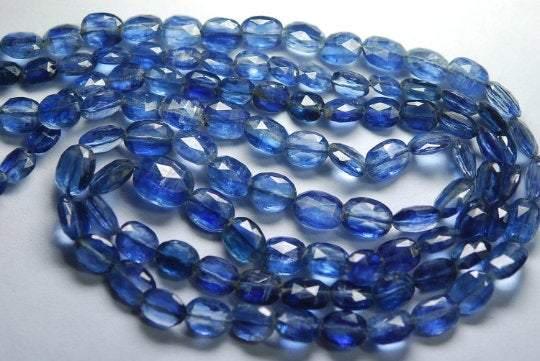 7.5 Inch Strand,Superb-Finest Quality Blue Kyanite Faceted Oval Nuggets , 10-6mm Size - Jalvi & Co.