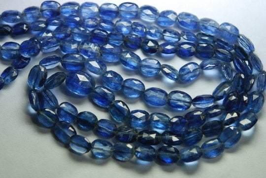 7.5 Inch Strand,Superb-Finest Quality Blue Kyanite Faceted Oval Nuggets , 10-6mm Size - Jalvi & Co.