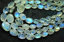 Load image into Gallery viewer, 7.5 Inches Strand Blue Flashy Rainbow Moonstone Smooth Polished Oval Shape Nuggets 8-10mm - Jalvi &amp; Co.