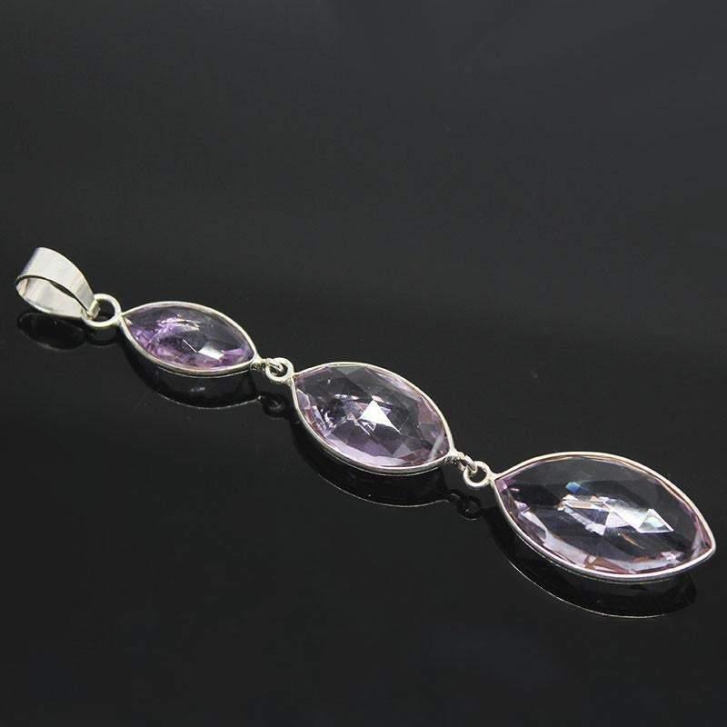 7 grams, Pink Amethyst Marquise 925 Sterling Silver Pendant, Amethyst Pendant - Jalvi & Co.