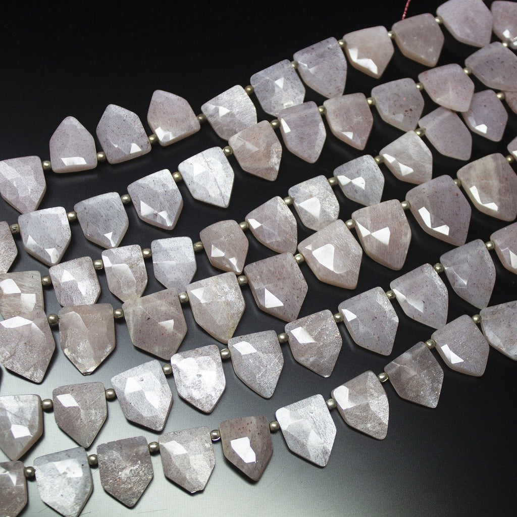7 inch, 13-14mm, Peach Moonstone Faceted Fancy Arrow Drop Shape Gemstone Beads Strand, Moonstone Beads - Jalvi & Co.