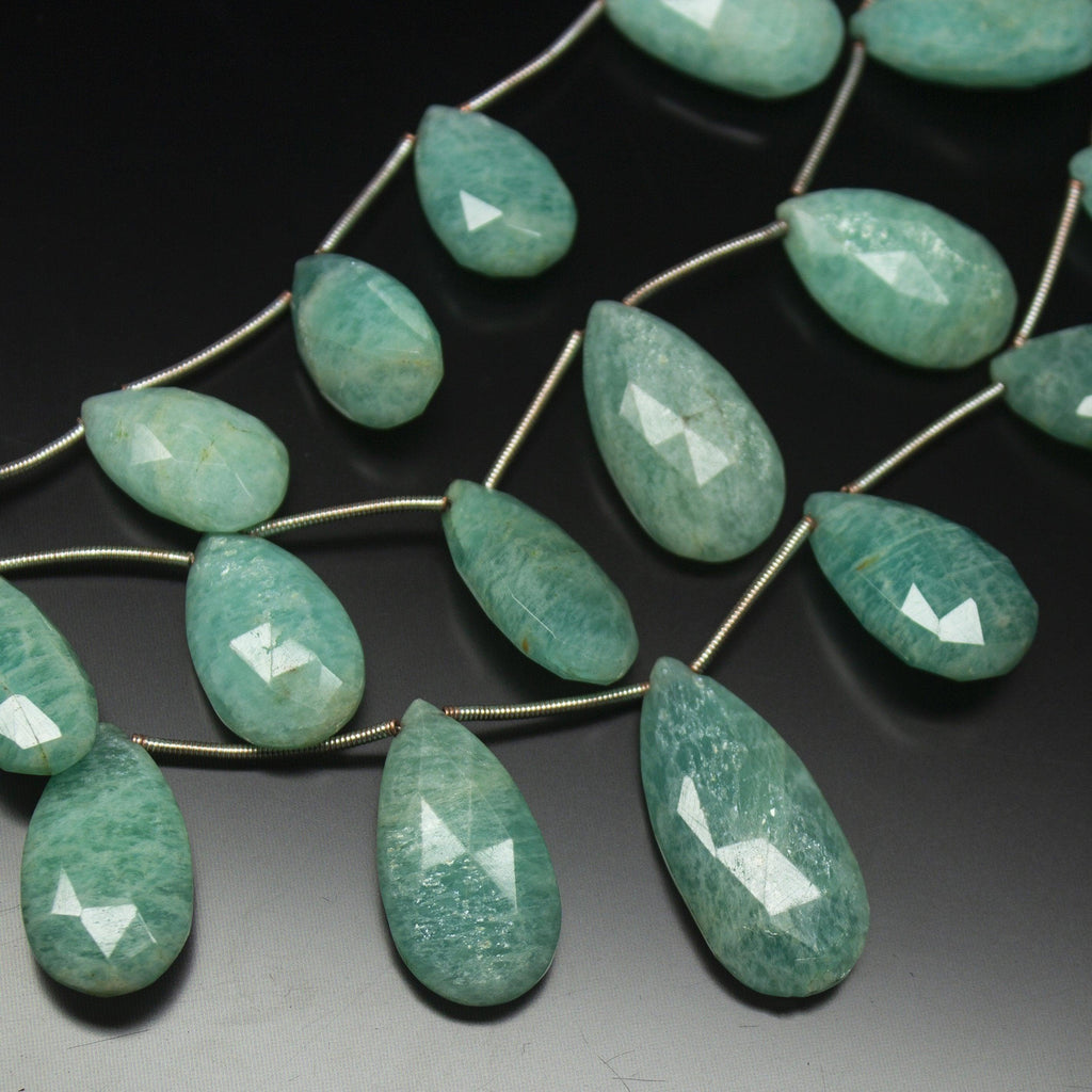 7 inch, Amazonite Faceted Pear Drop Briolette Shape Gemstone Beads Strand, Amazonite Beads - Jalvi & Co.