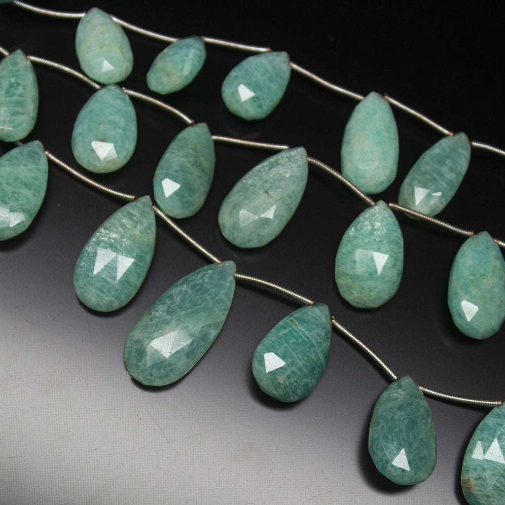 7 inch, Amazonite Faceted Pear Drop Briolette Shape Gemstone Beads Strand, Amazonite Beads - Jalvi & Co.