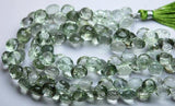 7 Inch Natural Green Amethyst Faceted Onion Shape Briolettes 6mm