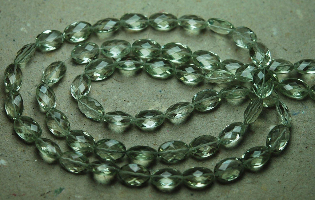 7 Inch Strand, AAA Quality Natural Green Amethyst Micro Faceted Oval Shape Briolette's, 12X8 mm - Jalvi & Co.