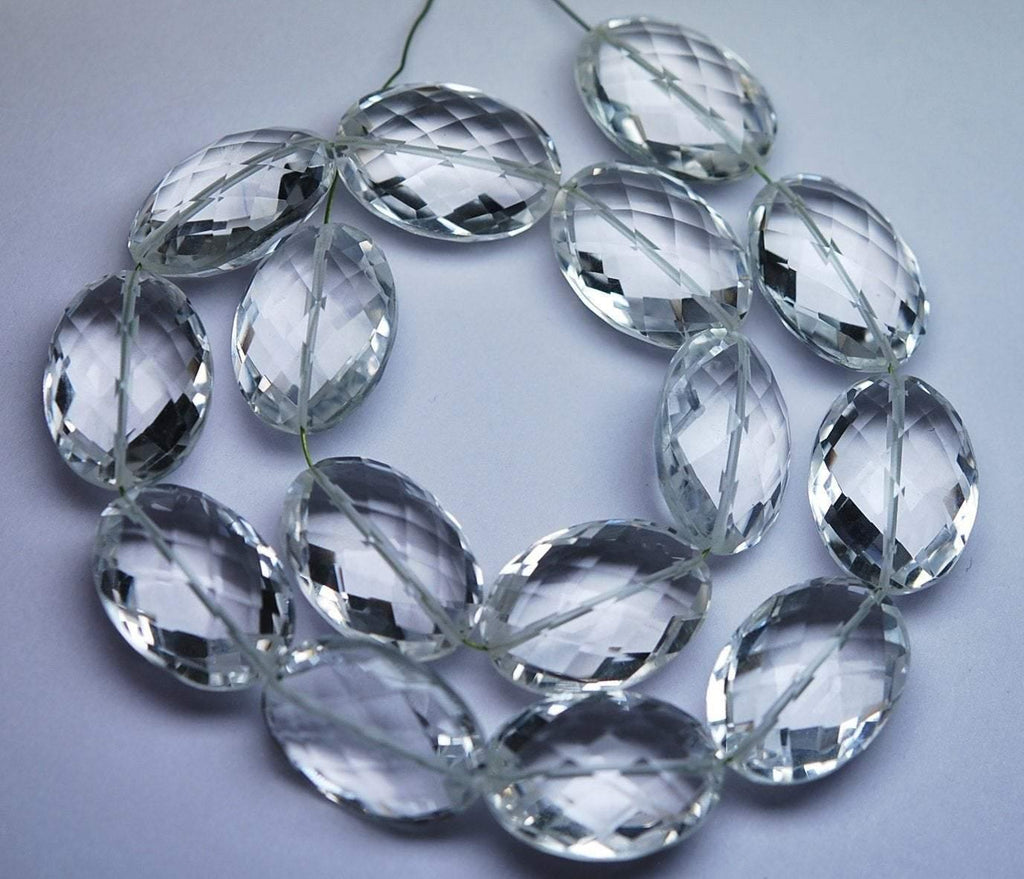 7 Inch Strand, Aaa Quality Natural Rock Crystal Micro Faceted Oval Shape Briolettes, 12X16mm - Jalvi & Co.