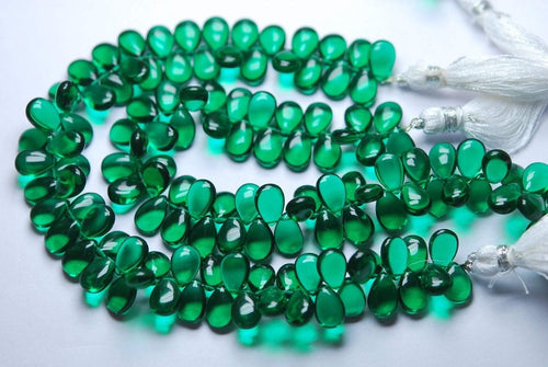 7 Inch Strand Chrome Green Quartz Smooth Pear Shape Briolette, Size 7X10 mm - Jalvi & Co.