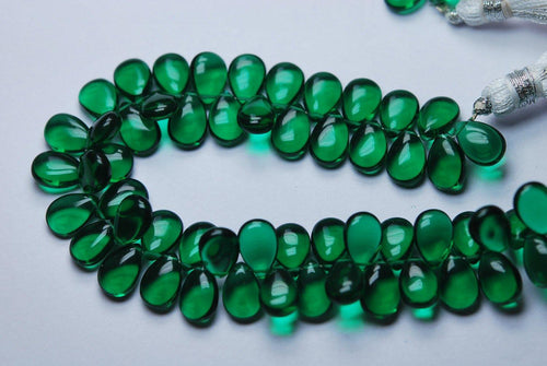 7 Inch Strand Chrome Green Quartz Smooth Pear Shape Briolette, Size 7X10 mm - Jalvi & Co.