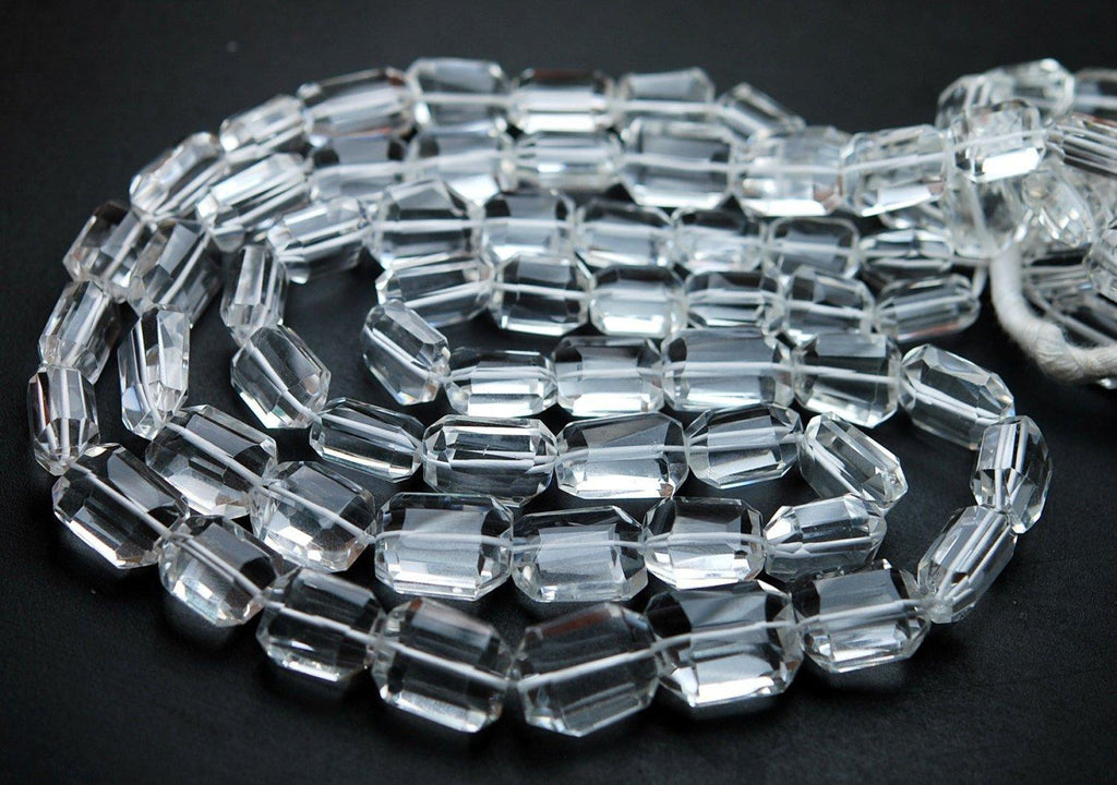 7 Inch Strand, Faceted Step Cut Nuggets Shape, 11-14mm Long Rock Crystal Quartz - Jalvi & Co.