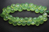 7 Inch Strand, Finest Quality Aaa Prehnite Green Chalcedony Faceted Heart Shape Briolettes, 10-11 mm Size