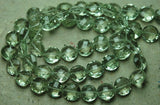 7 Inch Strand, Finest Quality, Natural Green Amethyst Matched Pair 10mm Size, Faceted Coins Shaped Briolettes