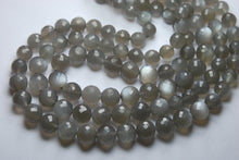 Load image into Gallery viewer, 7 Inch Strand-Finest Quality, Natural Grey Moonstone Faceted Round Balls Shape Beads, 8-9mm Size - Jalvi &amp; Co.
