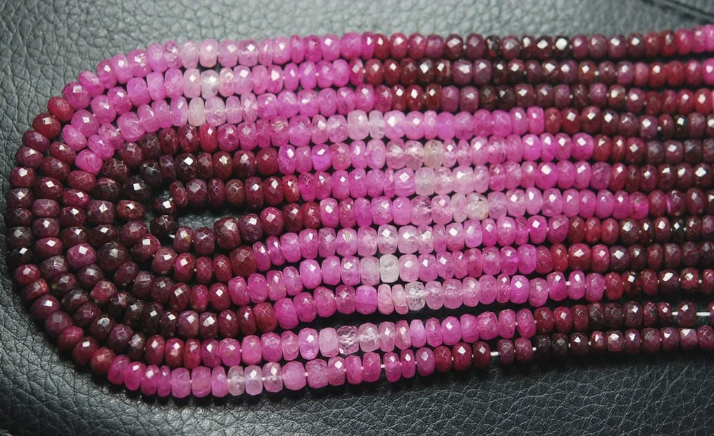 7 Inch Strand, Finest Quality, Natural Shaded Ruby Micro Faceted Rondelles, 2.75mm Aprx - Jalvi & Co.
