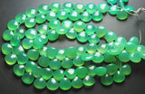 7 Inch Strand, Finest Quality New Chrysoprase Chalcedony Smooth Heart Shape Briolette's, 10mm Size