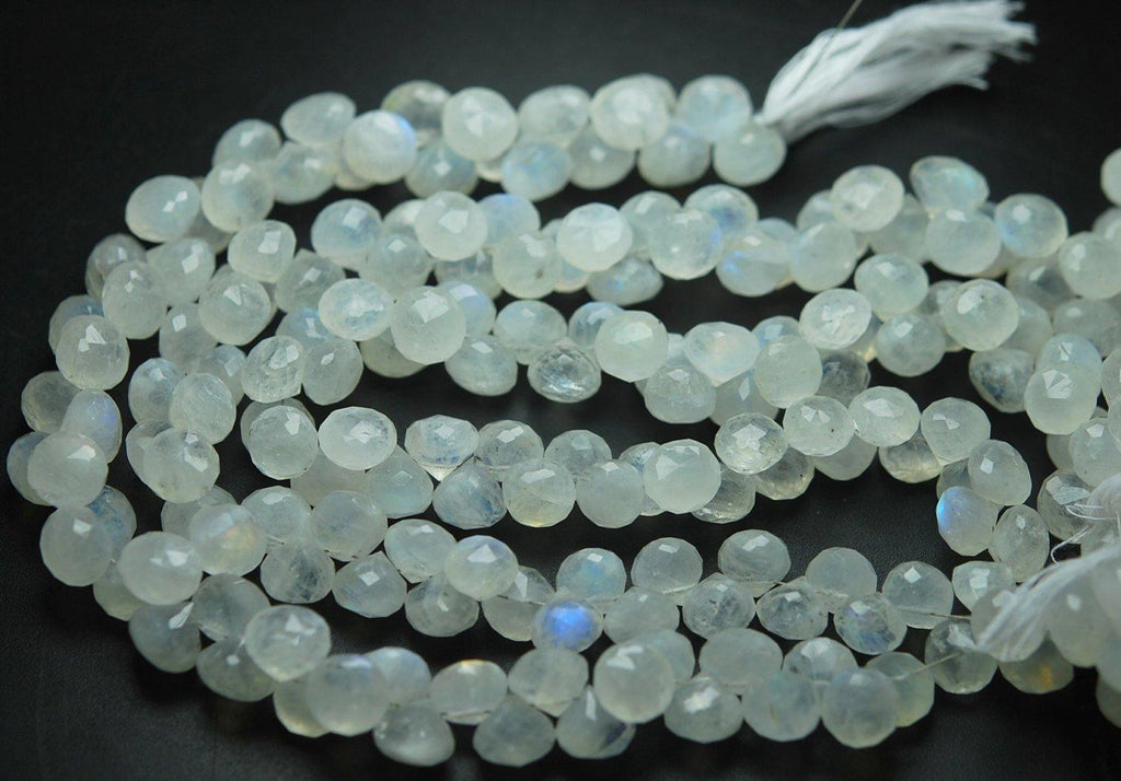 7 Inch Strand, Finest Quality,Blue Fashy Rainbow Moonstone Micro Faceted Onion, 7-8mm Aprx - Jalvi & Co.