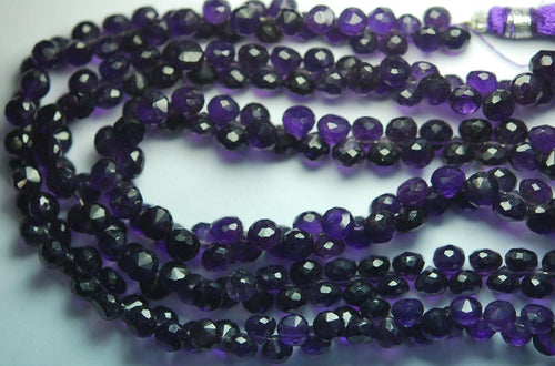 7 Inch Strand, Finest Quality,Dark Purple Amethyst Micro Faceted Onion Shape Briolettes, 7-6mm Size - Jalvi & Co.
