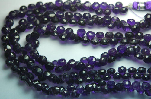 7 Inch Strand, Finest Quality,Dark Purple Amethyst Micro Faceted Onion Shape Briolettes, 7-6mm Size - Jalvi & Co.