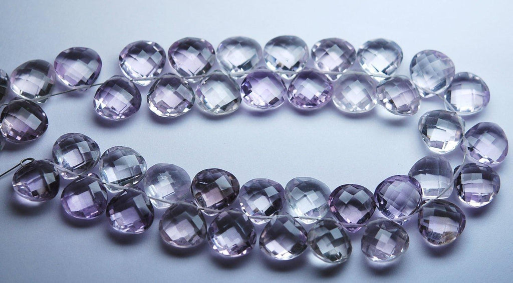 7 Inch Strand, Finest Quality,Matched Pair 10mm Size,Pink Amethyst Faceted Heart Shaped Briolettes - Jalvi & Co.