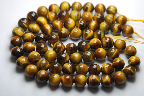 7 Inch Strand, Finest Quality,Tiger Eye Smooth Round Balls Beads, 12-12.5mm Size - Jalvi & Co.