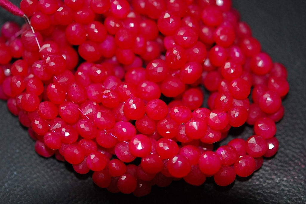 7 Inch Strand -Hot Pink Chalcedony Faceted Onion Briolettes Size 7-8mm Approx - Jalvi & Co.