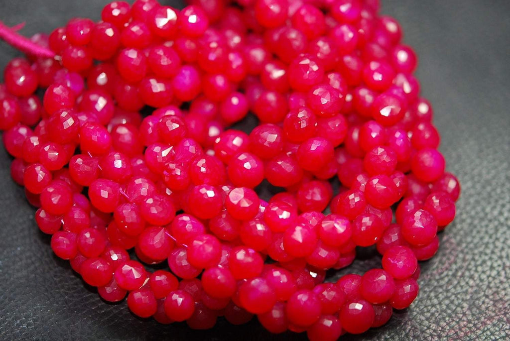 7 Inch Strand -Hot Pink Chalcedony Faceted Onion Briolettes Size 7-8mm Approx - Jalvi & Co.