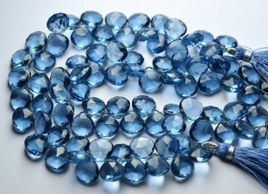 7 Inch Strand Light London Blue Quartz Faceted Briolette Heart 10mm - Jalvi & Co.