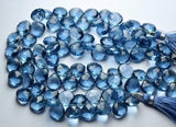 7 Inch Strand Light London Blue Quartz Faceted Briolette Heart 10mm