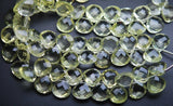 7 Inch Strand Matched Pair 10mm Size,Lemon Quartz Faceted Heart Shaped Briolettes