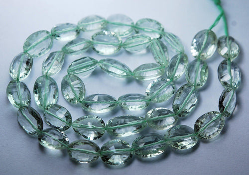 7 Inch Strand, Natural Green Amethyst Concave Cut Oval Shape Briolette's , 12-13mm Size, - Jalvi & Co.