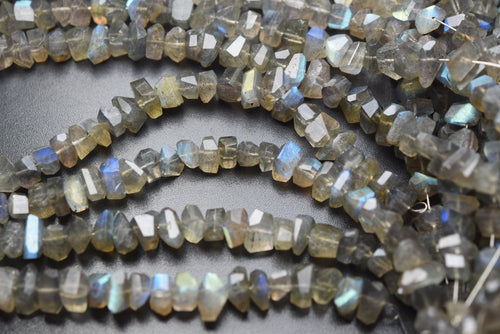 7 Inch Strand, Natural Labradorite Faceted Fancy Nuggets Shape 7-8mm Size - Jalvi & Co.