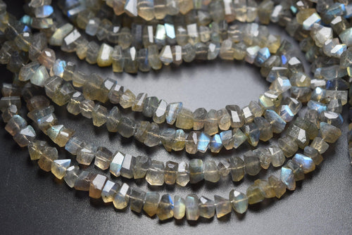 7 Inch Strand, Natural Labradorite Faceted Fancy Nuggets Shape 7-8mm Size - Jalvi & Co.