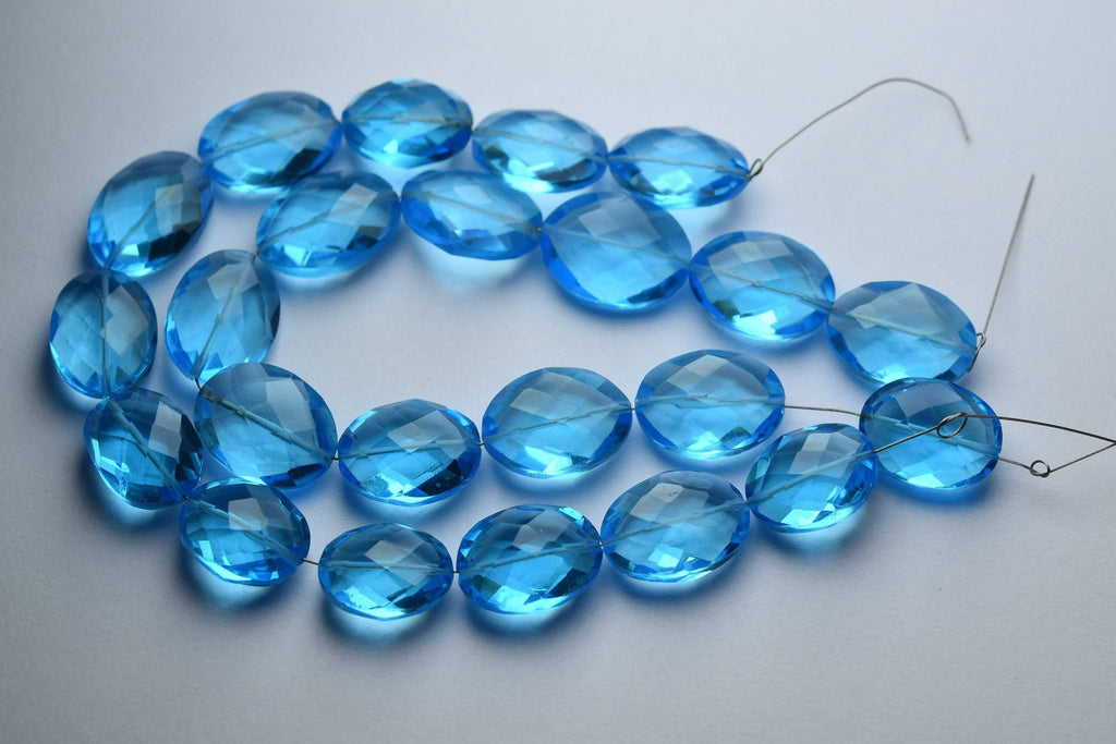 7 Inch Strand Sky Blue Quartz Faceted Oval Shape Briolette's, 15-16mm - Jalvi & Co.