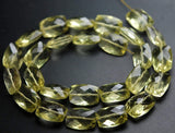 7 Inch Strand Super Rare AAA Natural Lemon Quartz Faceted Baguettes Shape Briolette's Calibrated Size 10X14mm