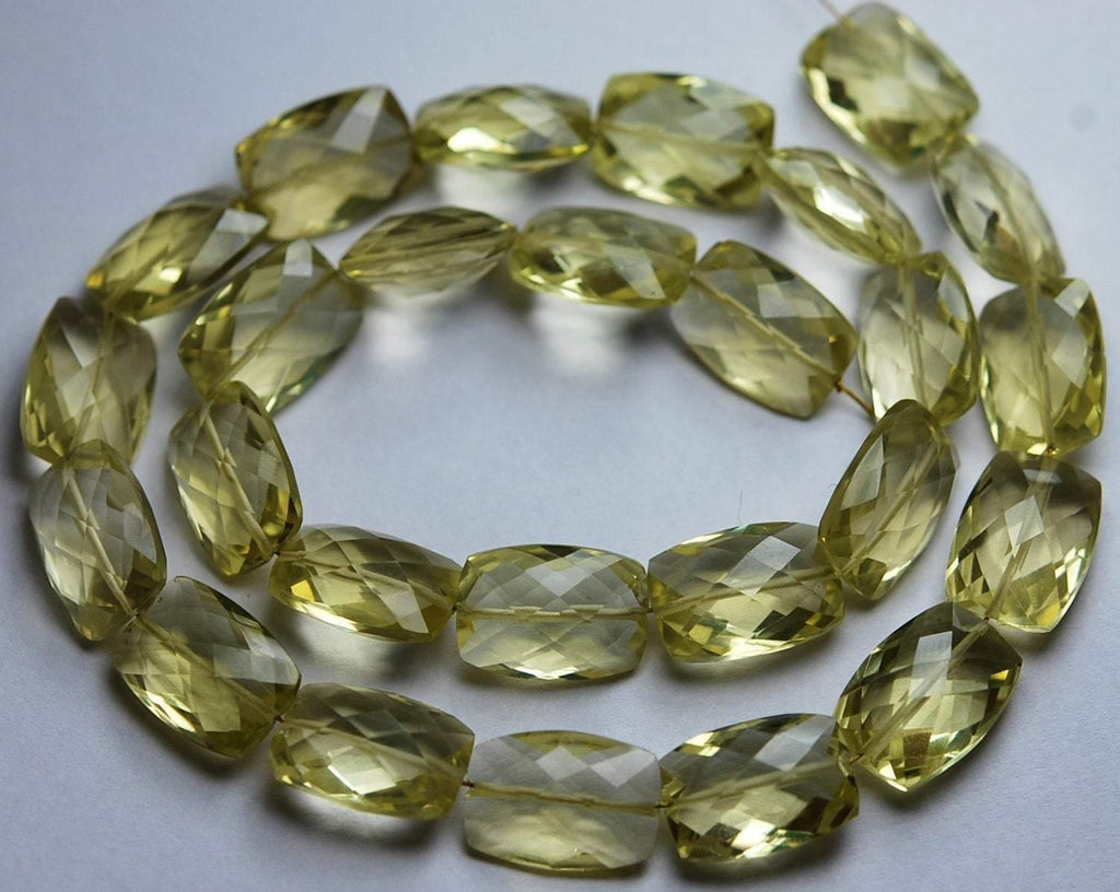 7 Inch Strand Super Rare AAA Natural Lemon Quartz Faceted Baguettes Shape Briolette's Calibrated Size 10X14mm - Jalvi & Co.