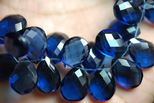 7 Inch Strand Superb-Finest Quality Kyanite Color Quartz Faceted Pear Shape Briolette's, 9-12mm Size Great Item - Jalvi & Co.