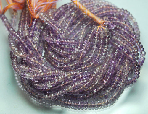 7 Inch Strand, Very Rare, Natural Ametrine Micro Faceted Rondelle, 4.5-4mm - Jalvi & Co.