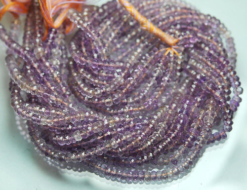 7 Inch Strand, Very Rare, Natural Ametrine Micro Faceted Rondelle, 4.5-4mm - Jalvi & Co.