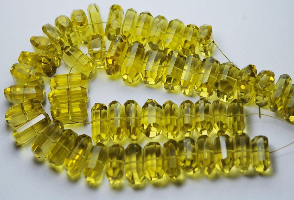 7 Inch Strand,Lemon Green Quartz Faceted Fancy Cut Nuggets Shape, 12-16mm Long - Jalvi & Co.