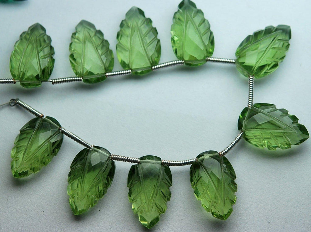 7 Inch Strand,Matched Pairs,Green Amethyst Quartz Carving Faceted Pear Shape Briolettes, 10X16mm - Jalvi & Co.