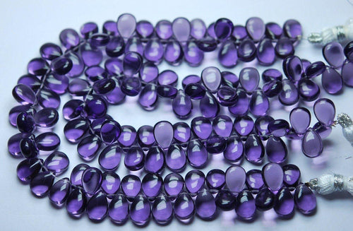 7 Inch Strand,Purple Quartz Smooth Pear Shape Briolette, Size 7X10 mm - Jalvi & Co.