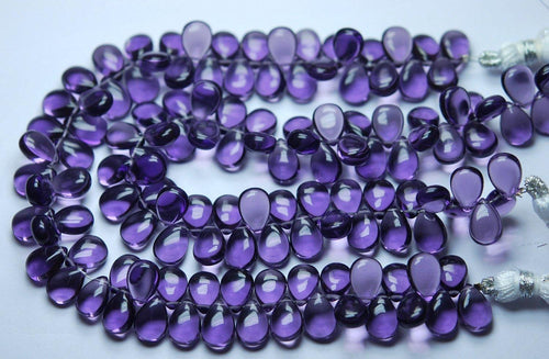 7 Inch Strand,Purple Quartz Smooth Pear Shape Briolette, Size 7X10 mm - Jalvi & Co.