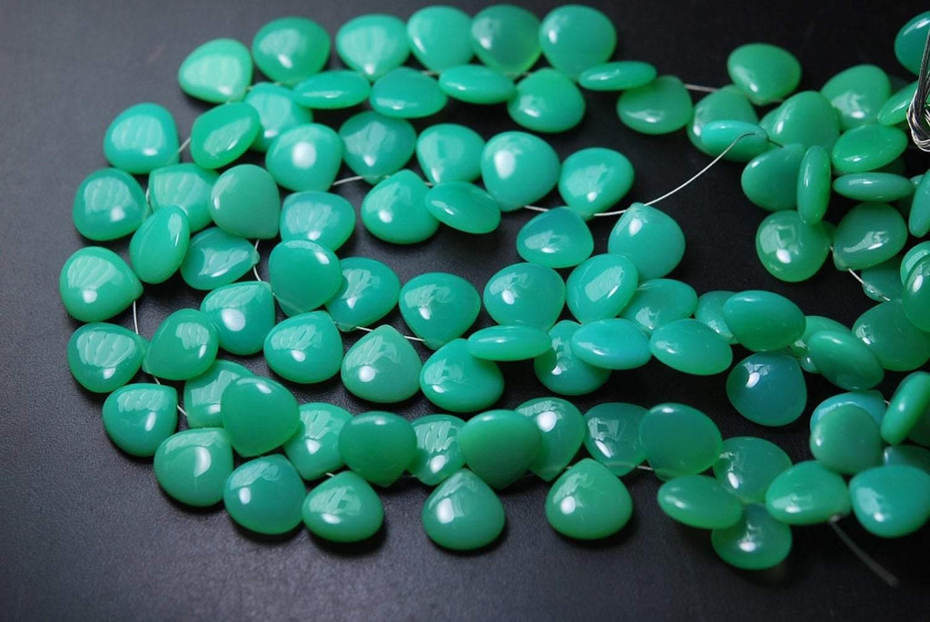 7 Inch Strand,Super Finest,Chrysoprase Chalcedony Smooth Heart Shape Briolettes 12mm - Jalvi & Co.