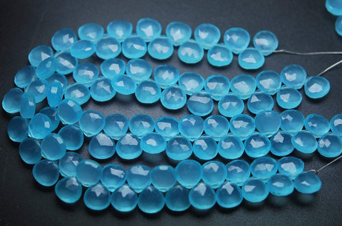 7 Inch Strand,Super Finist,Aqua Quartz Faceted Heart Shape Briolette,Size 8mm - Jalvi & Co.